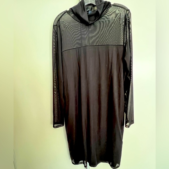 Eloquii Black Mesh Turtleneck Dress - Picture 2 of 9